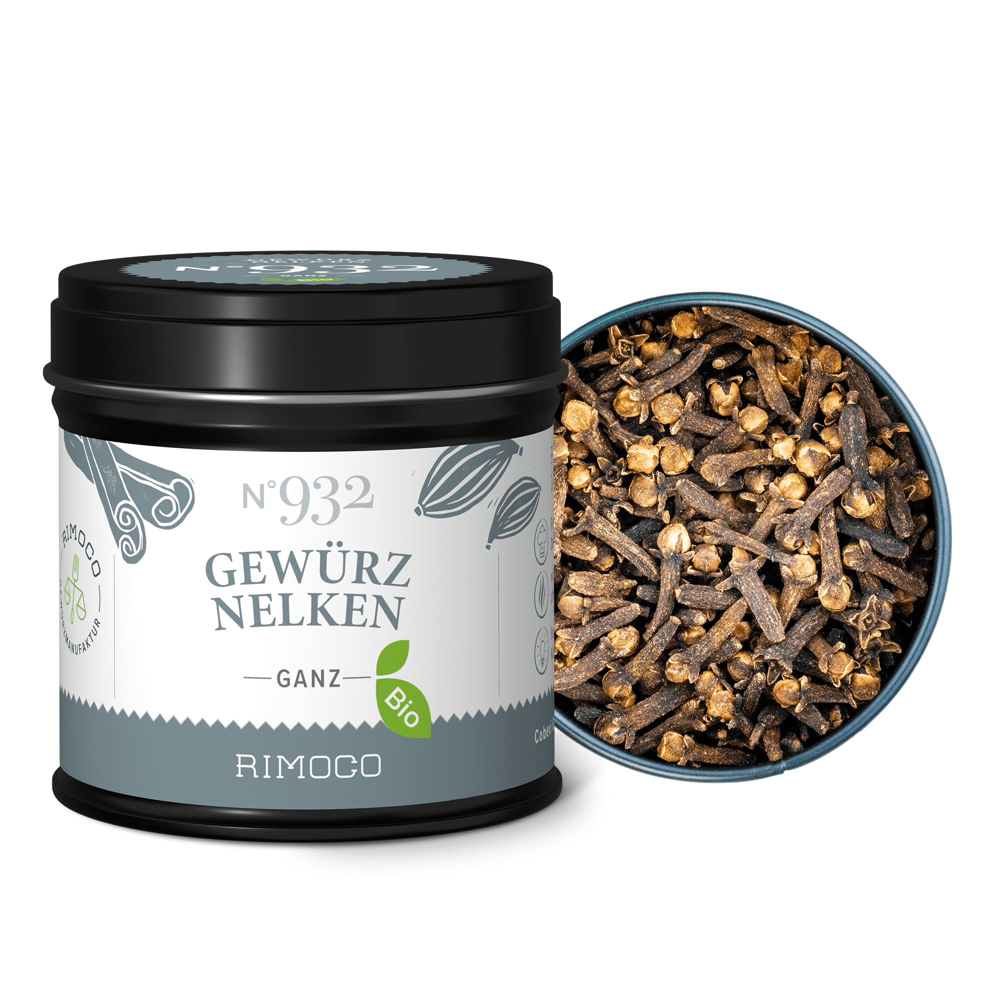 Kruidano Biologische hele kruidnagels in bewaarblik N°932, met losse hele kruidnagels